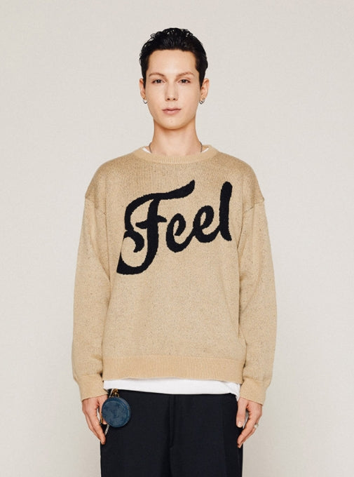 FEEL ENUFF (フィールイナフ)  LOGO KNIT / BEIGE