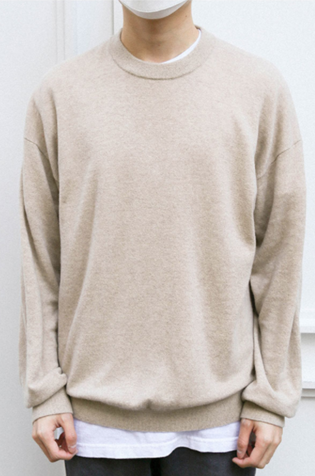 Q CUMBERS (キューカンバース)　100% Cashmere Overfit Knit - Beige