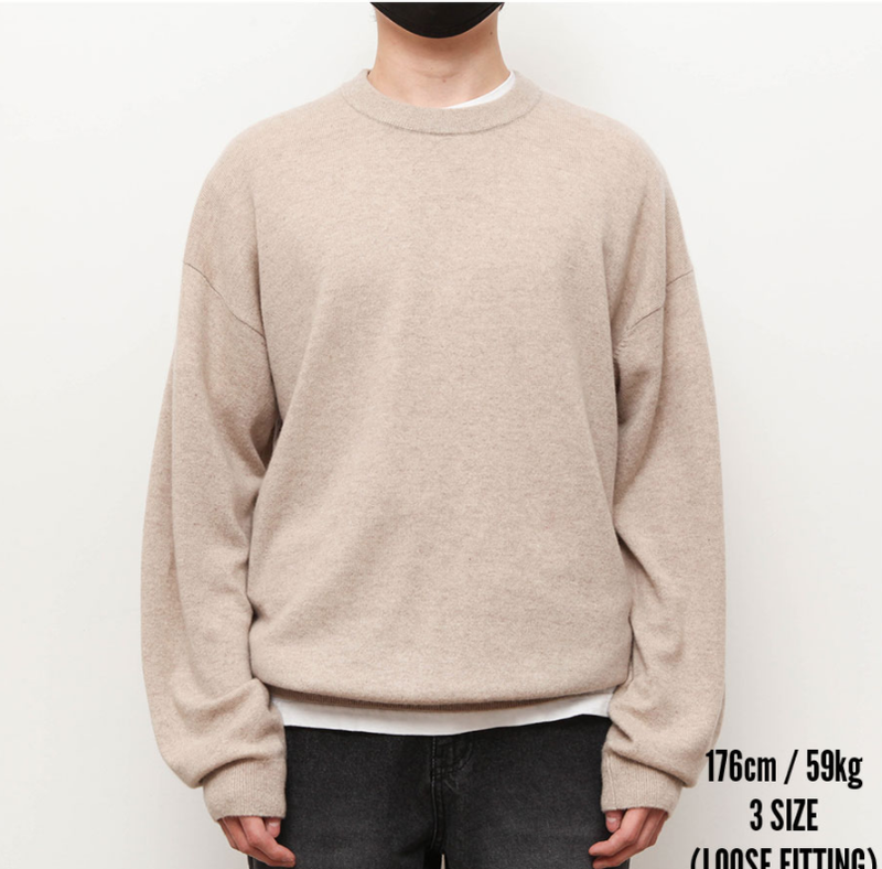 Q CUMBERS (キューカンバース)　100% Cashmere Overfit Knit - Beige