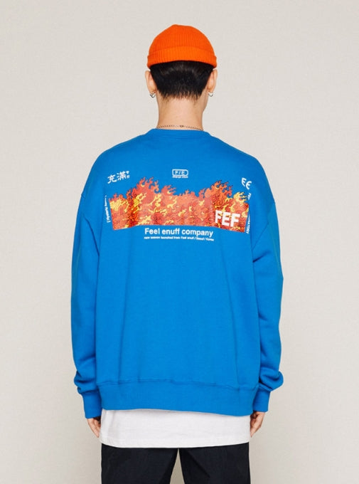 FEEL ENUFF (フィールイナフ)  FLAME CREWNECK / BLUE