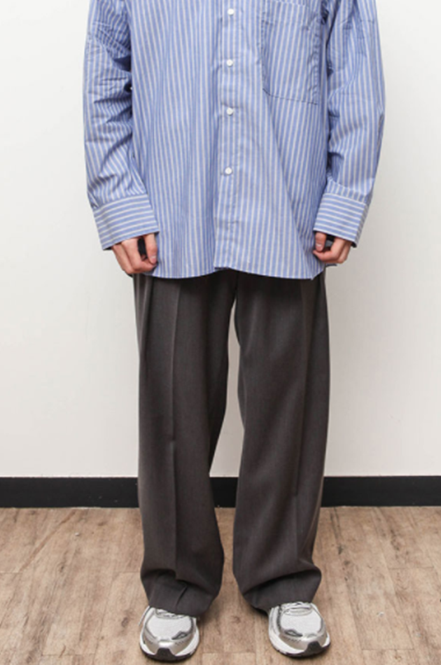 Q CUMBERS (キューカンバース)　2 Pleated Wide Slacks - Gray