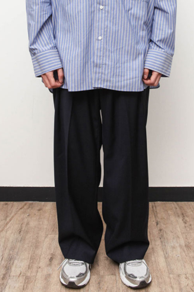 Q CUMBERS (キューカンバース)　 2 Pleated Wide Slacks - Navy
