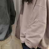 Q CUMBERS (キューカンバース)　Pigmented Elbow Patch Sweatshirt - Fog Gray