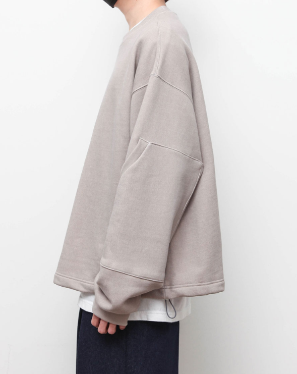 Q CUMBERS (キューカンバース)　Pigmented Elbow Patch Sweatshirt - Fog Gray