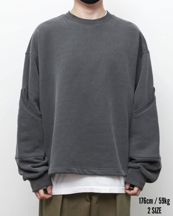 Q CUMBERS (キューカンバース)　Pigmented Elbow Patch Sweatshirt - Charcoal