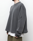 Q CUMBERS (キューカンバース)　Pigmented Elbow Patch Sweatshirt - Charcoal