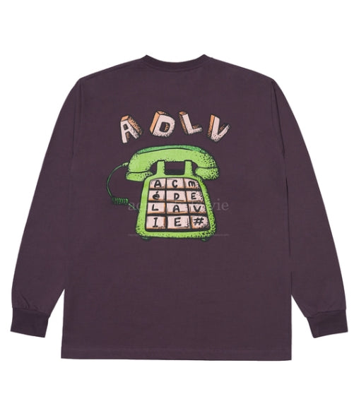 アクメドラビ(acme' de la vie)   TELEPHONE LONG SLEEVE T-SHIRT PURPLE