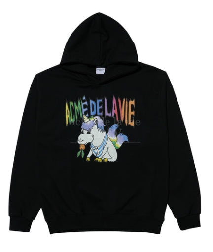 アクメドラビ(acme' de la vie)  RAINBOW UNICORN HOODIE BLACK