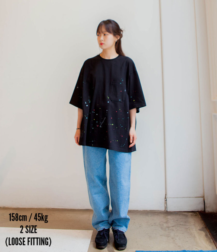 Q CUMBERS (キューカンバース)　Big Silhouette T-shirt - Black Painting