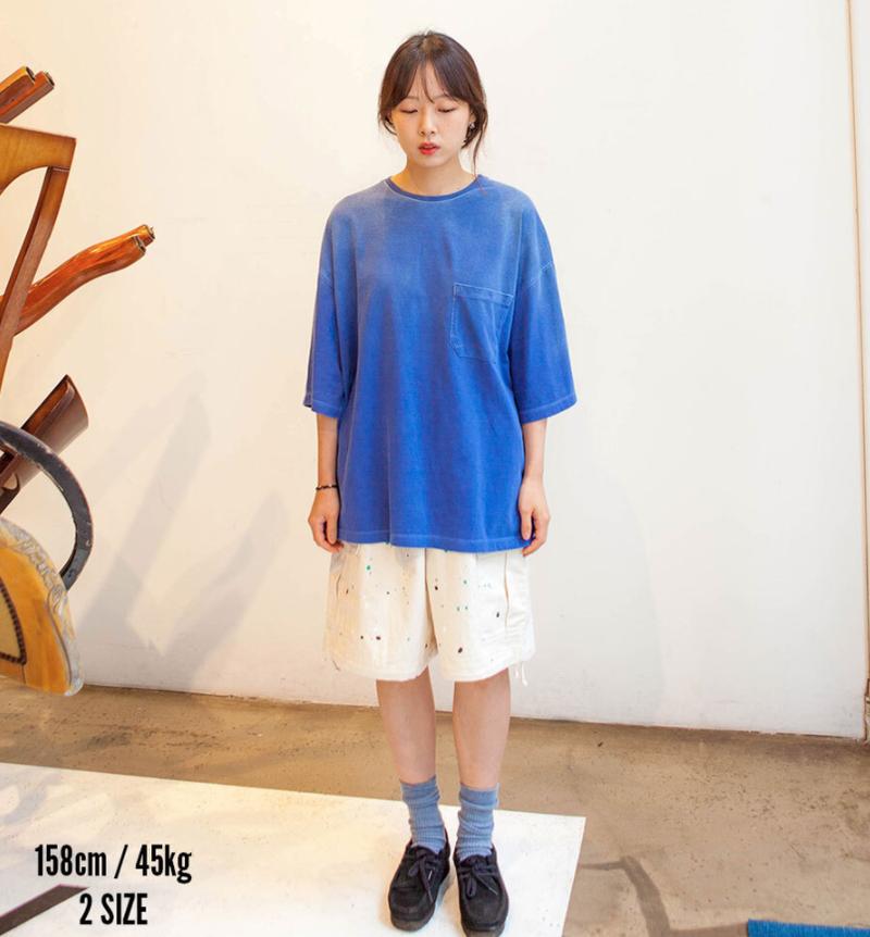 Q CUMBERS (キューカンバース)　Big Silhouette T-shirt - Blue Dying