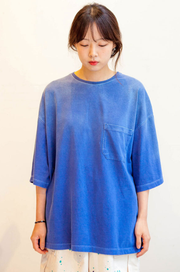 Q CUMBERS (キューカンバース)　Big Silhouette T-shirt - Blue Dying