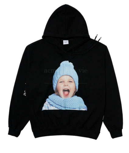 アクメドラビ(acme' de la vie)  ADLV BABY FACE HOODIE BLACK SKY BLUE BEANIE GIRL
