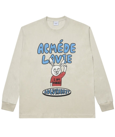 アクメドラビ(acme' de la vie)  RED T-SHIRT RABBIT LONG SLEEVE T-SHIRT WASHING IVORY