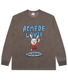 アクメドラビ(acme' de la vie) RED T-SHIRT RABBIT LONG SLEEVE T-SHIRT WASHING BROWN