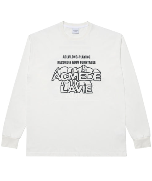 アクメドラビ(acme' de la vie) TURNTABLE LONG SLEEVE T-SHIRT WASHING WHITE