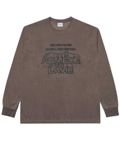 アクメドラビ(acme' de la vie) TURNTABLE LONG SLEEVE T-SHIRT WASHING BROWN