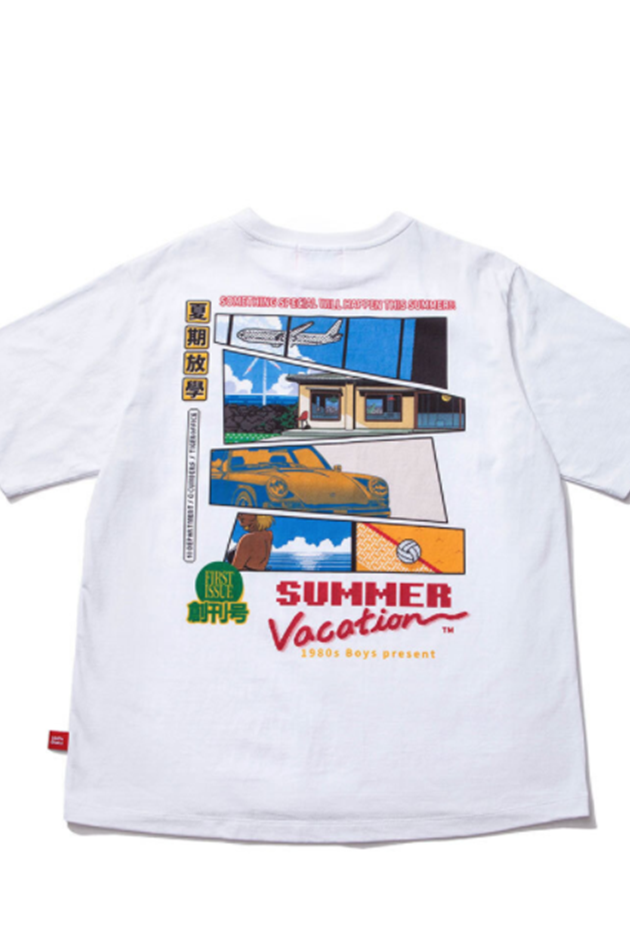 Q CUMBERS (キューカンバース)　[80YS] Summer Vacation_5 T-shirt - White
