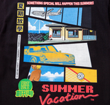Q CUMBERS (キューカンバース)　 [80YS] Summer Vacation_6 T-shirt - Black