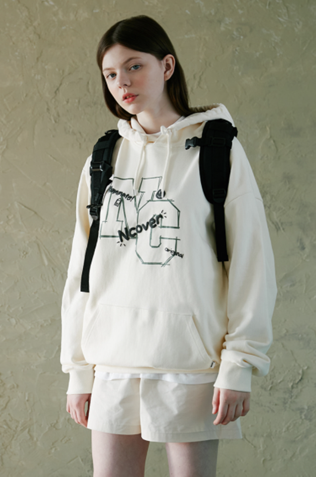 NCOVER（エンカバー）NC LINE LOGO POINT HOODIE-CREAM