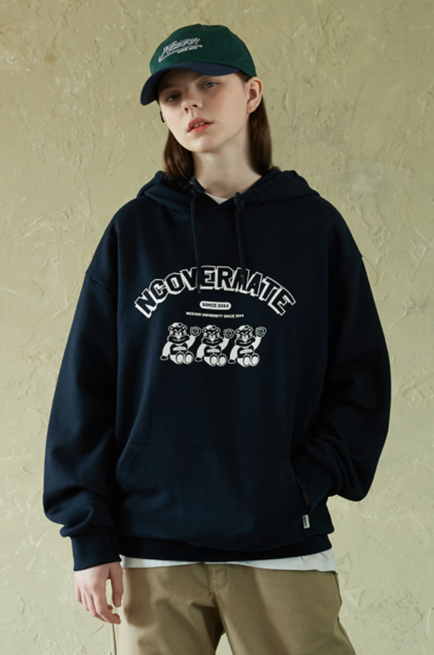 NCOVER（エンカバー）THREE BERT ARCH LOGO HOODIE-NAVY