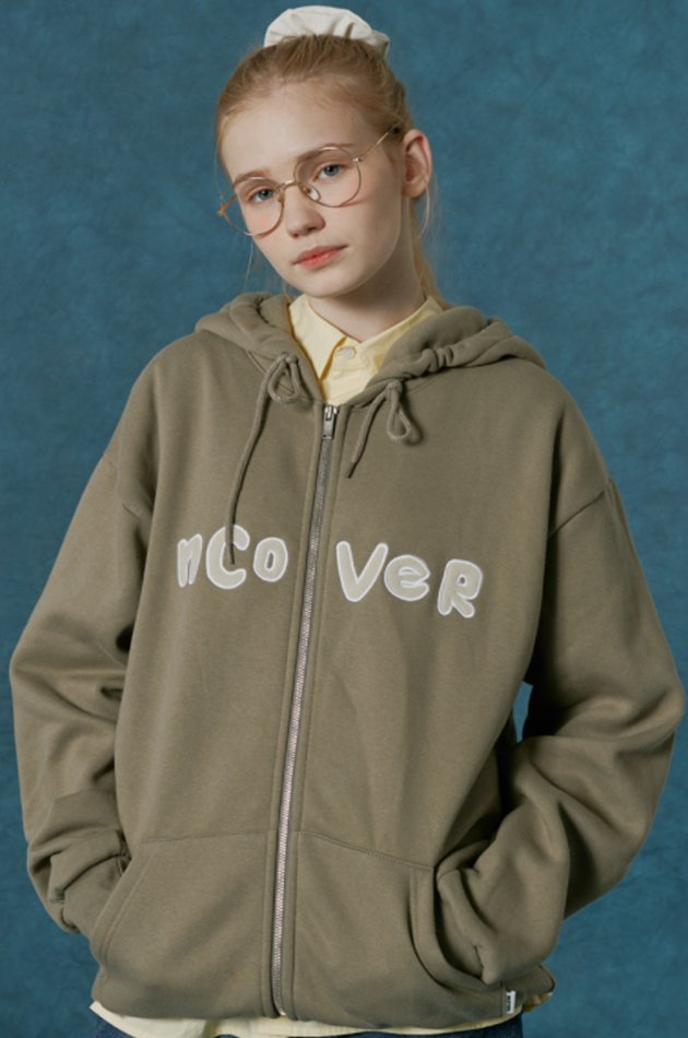 NCOVER（エンカバー）SIGNATURE PATCH LOGO HOODIE ZIPUP-KHAKI