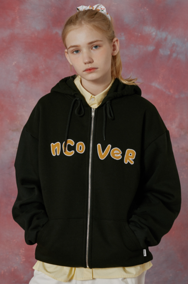 NCOVER（エンカバー）SIGNATURE PATCH LOGO HOODIE ZIPUP-BLACK