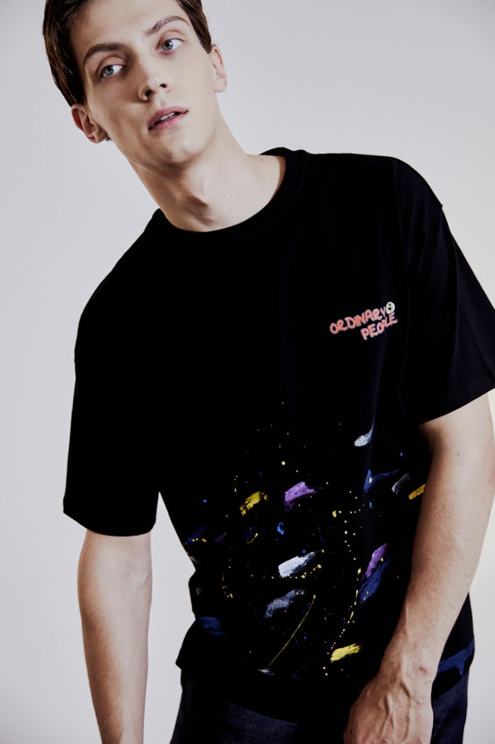 ORDINARY PEOPLE(オーディナリーピープル) HANDPAINTING SCRIBBLE LOGO BLACK T-SHIRTS