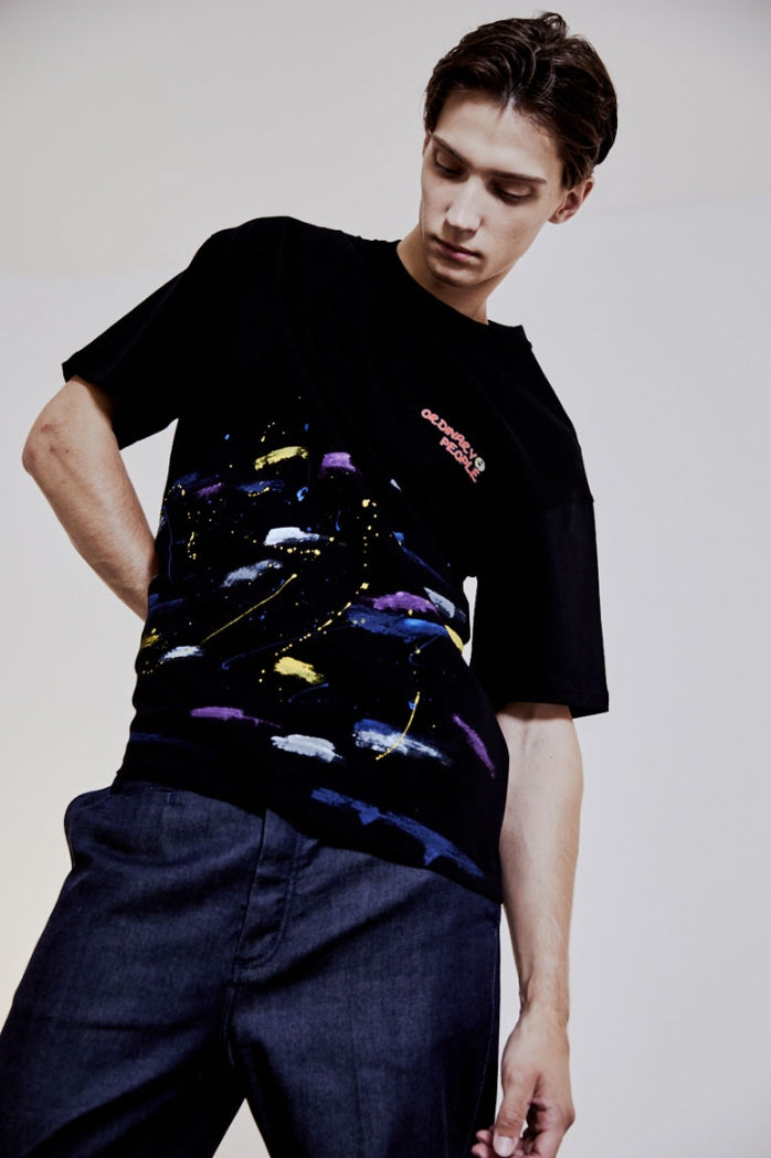 ORDINARY PEOPLE(オーディナリーピープル) HANDPAINTING SCRIBBLE LOGO BLACK T-SHIRTS