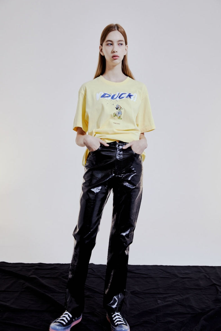 ORDINARY PEOPLE(オーディナリーピープル) [ORDINARYPEOPLE X DISNEY] DANCING DONALD YELLOW T-SHIRTS