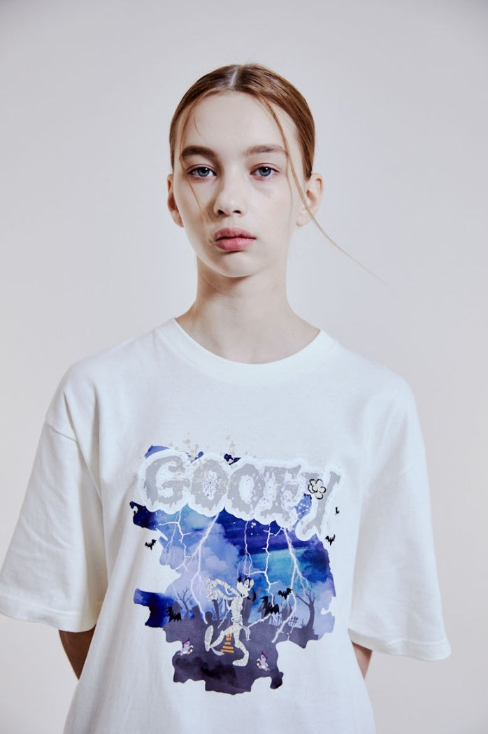 ORDINARY PEOPLE(オーディナリーピープル) [ORDINARYPEOPLE X DISNEY] HALLOWEEN GOOFY IVORY T-SHIRTS