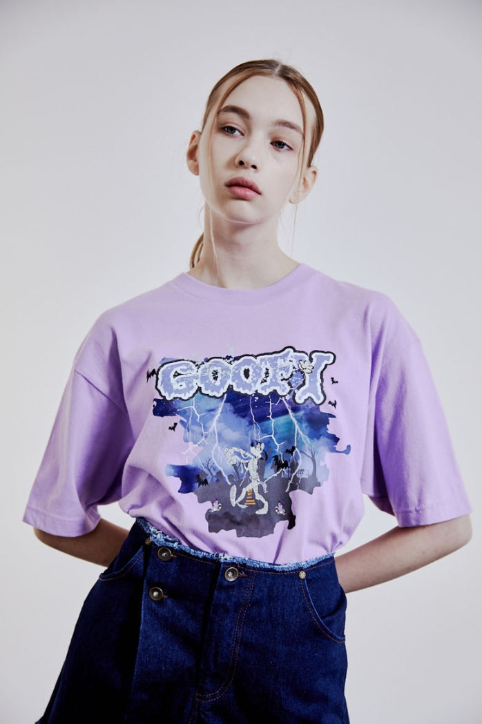 ORDINARY PEOPLE(オーディナリーピープル)  [ORDINARYPEOPLE X DISNEY] HALLOWEEN GOOFY PURPLE T-SHIRTS