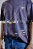 ORDINARY PEOPLE(オーディナリーピープル) HANDPAINTING SCRIBBLE LOGO CHARCOAL T-SHIRTS