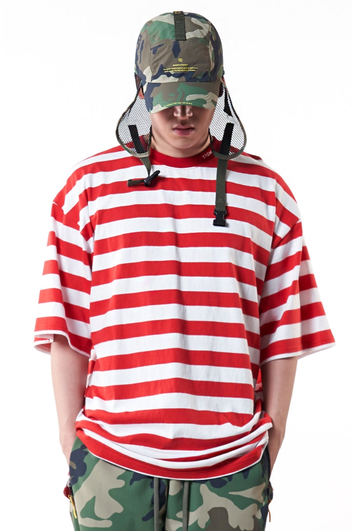 STIGMA(スティグマ)   STRIPE OVERSIZED T-SHIRTS RED