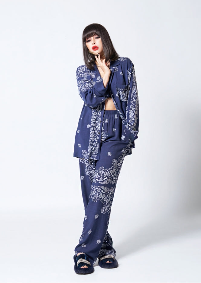 STIGMA(スティグマ)   PAISLEY RAYON PAJAMA SHIRTS NAVY