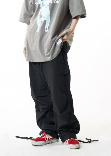 STIGMA(スティグマ) TECH LINEN CARGO PANTS BLACK