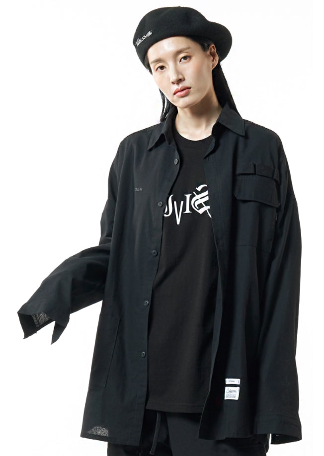 STIGMA(スティグマ) TECH LINEN OVERSIZED SHIRTS BLACK