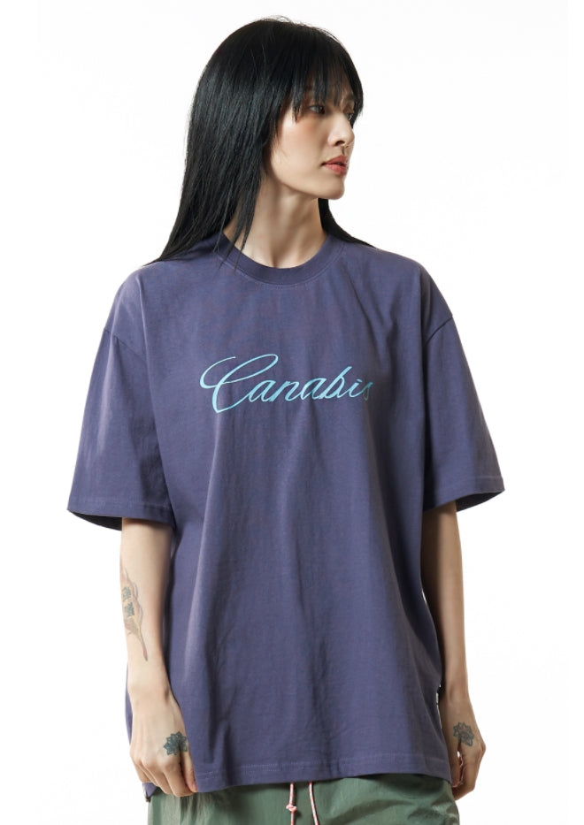 STIGMA(スティグマ) CANABIS LETTER STANDARD FIT T-SHIRTS PURPLE GRAY