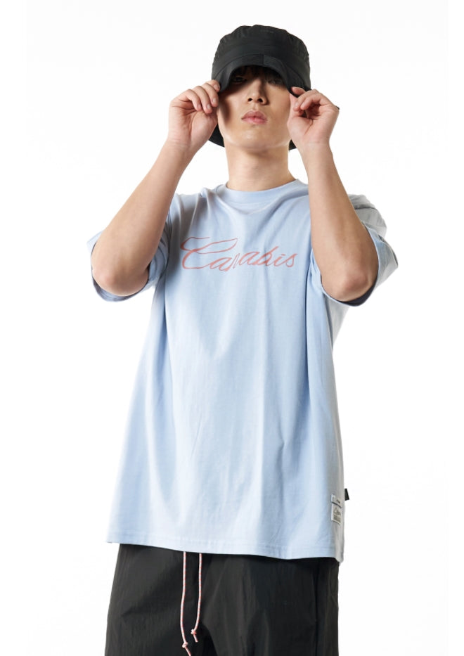 STIGMA(スティグマ) CANABIS LETTER STANDARD FIT T-SHIRTS SKY BLUE