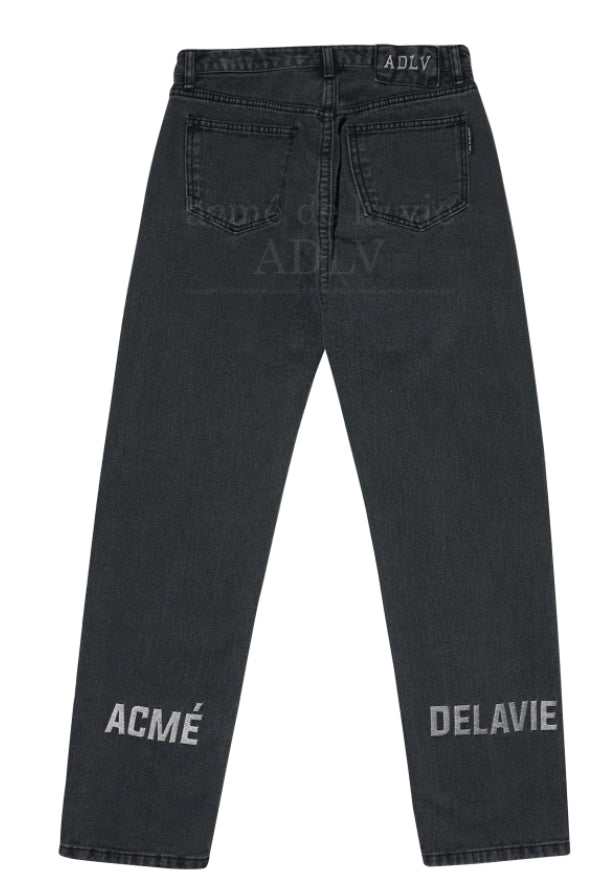 アクメドラビ(acme' de la vie) BACK EMBROIDERED LOGO DENIM PANTS BLACK