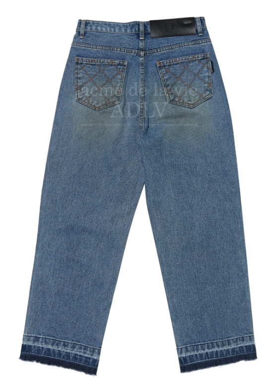 アクメドラビ(acme' de la vie) HEM CUTTING WASHING DENIM PANTS BLUE