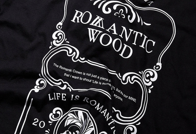 ロマンティッククラウン(ROMANTIC CROWN) ROMANTIC WOOD LOGO TEE_BLACK