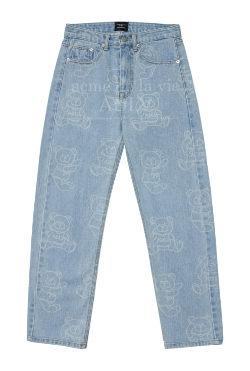 アクメドラビ(acme' de la vie) ADLV BEAR PATTERN DENIM PANTS LIGHT BLUE