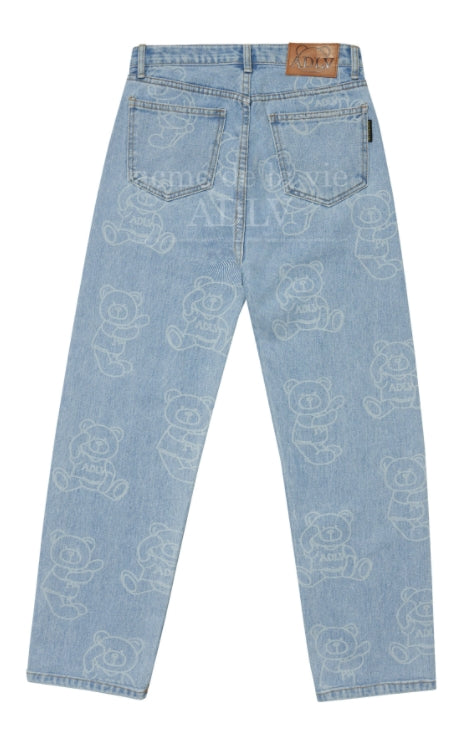 アクメドラビ(acme' de la vie) ADLV BEAR PATTERN DENIM PANTS LIGHT BLUE