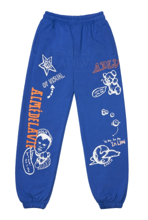 アクメドラビ(acme' de la vie) FRONT HANDPRINTING PANTS BLUE