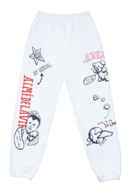 アクメドラビ(acme' de la vie) FRONT HANDPRINTING PANTS WHITE