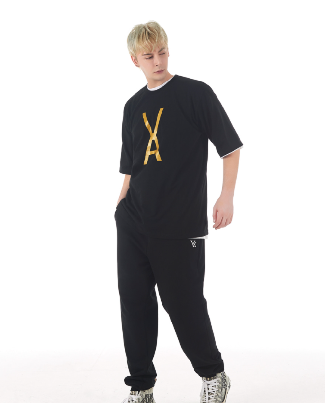 VARZAR(バザール)　VA Gold Big Logo Short Sleeve T-shirt Black