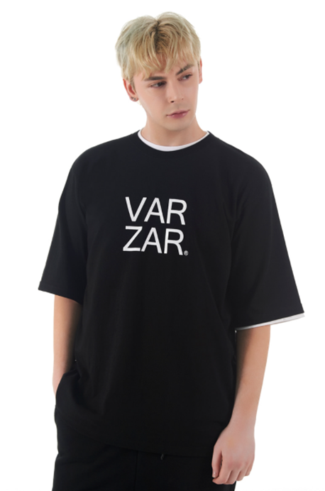 VARZAR(バザール)　Original White Big Logo Short Sleeve T-shirt Black