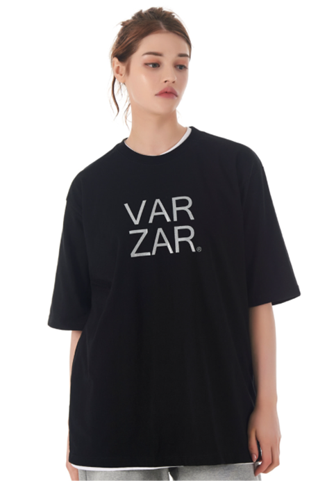 VARZAR(バザール)　Original Silver Big Logo Short Sleeve T-shirt Black