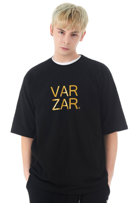 VARZAR(バザール)　Original Gold Big Logo Short Sleeve T-shirt Black