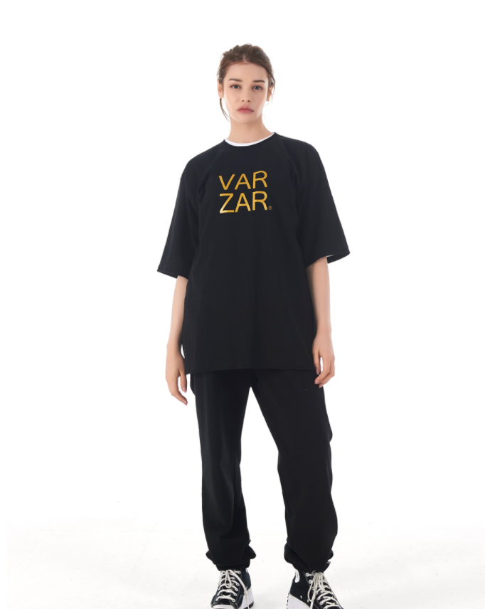 VARZAR(バザール)　Original Gold Big Logo Short Sleeve T-shirt Black